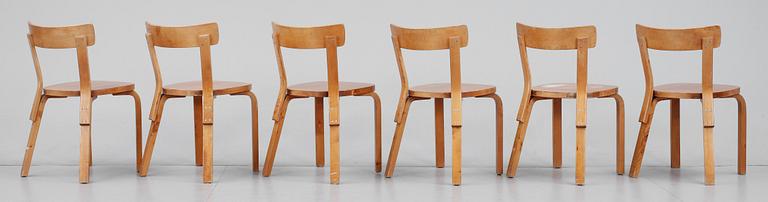 STOLAR, 6 st, modell "69", Alvar Aalto, 1930-tal.