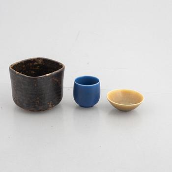 Patrick Nordström, a vase, Isle 1925 and Palshus, two stoneware bowls, Denmark.