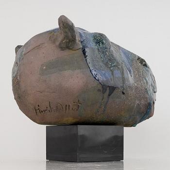 Henrik Allert, a stoneware sculpture of an animal's head, signed.