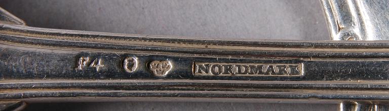 MATSKEDAR, 7 st, silver, mest Petter Nordmark, Stockholm 1836.