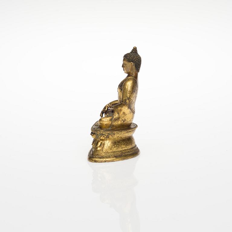 BUDDHA, gilt brass, 19th century.