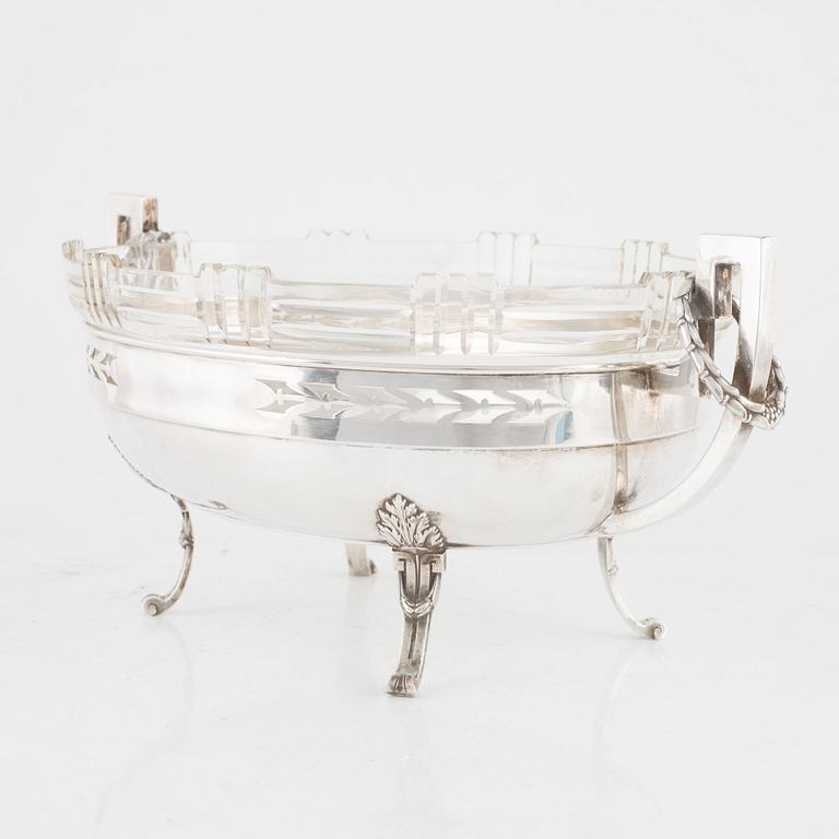 A Swedish silver and glass Jardinière/bowl, mark of K Anderson, Stockholm, early 20th century.