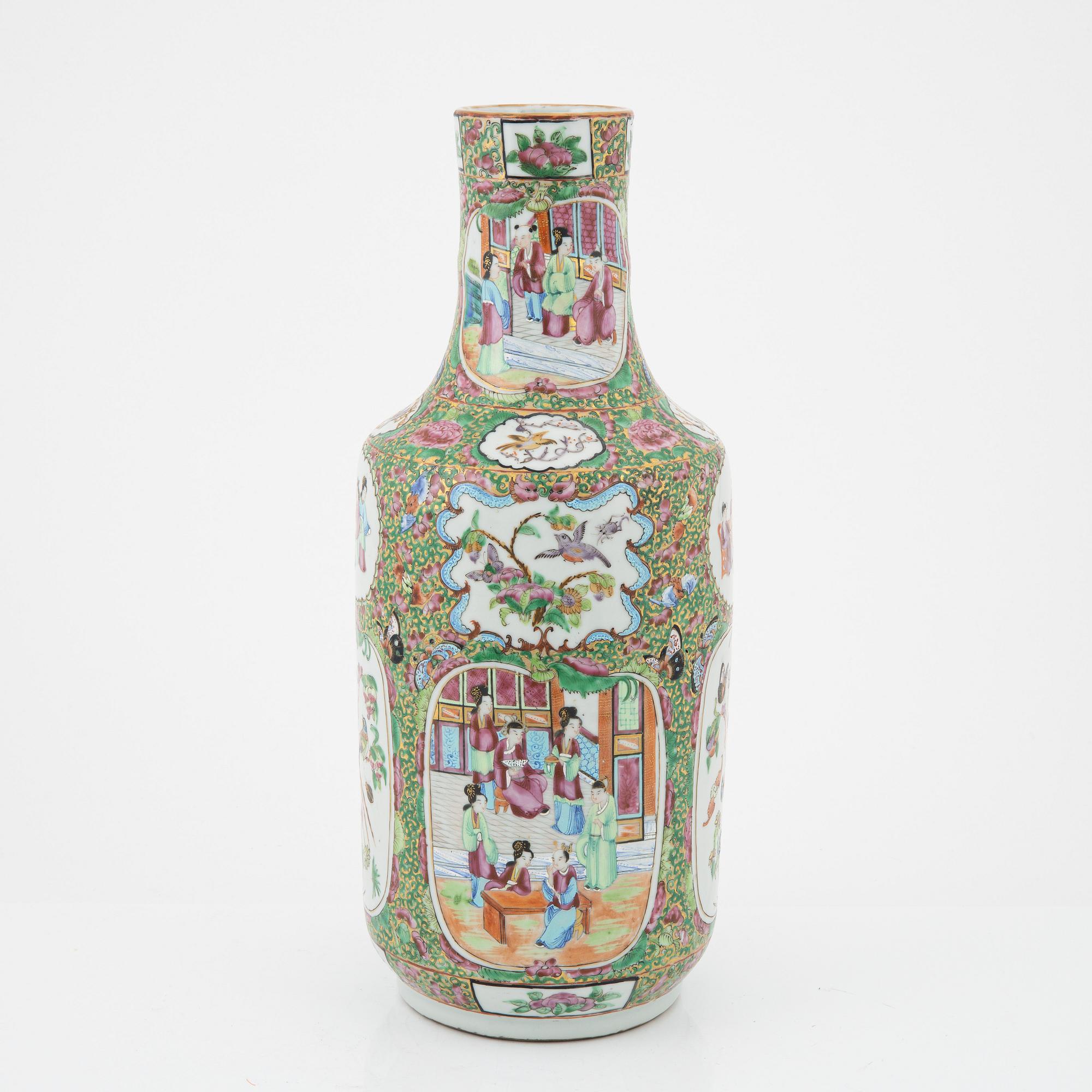 Vas, porslin, Kina, Qingdynastin, Kanton, 1800-tal.