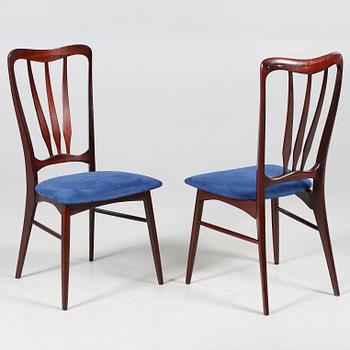 Six chairs, model Ingrid, deisigned by Niels Kofoed for Hornslett Möbelfabrikk in the 1950s/60s.