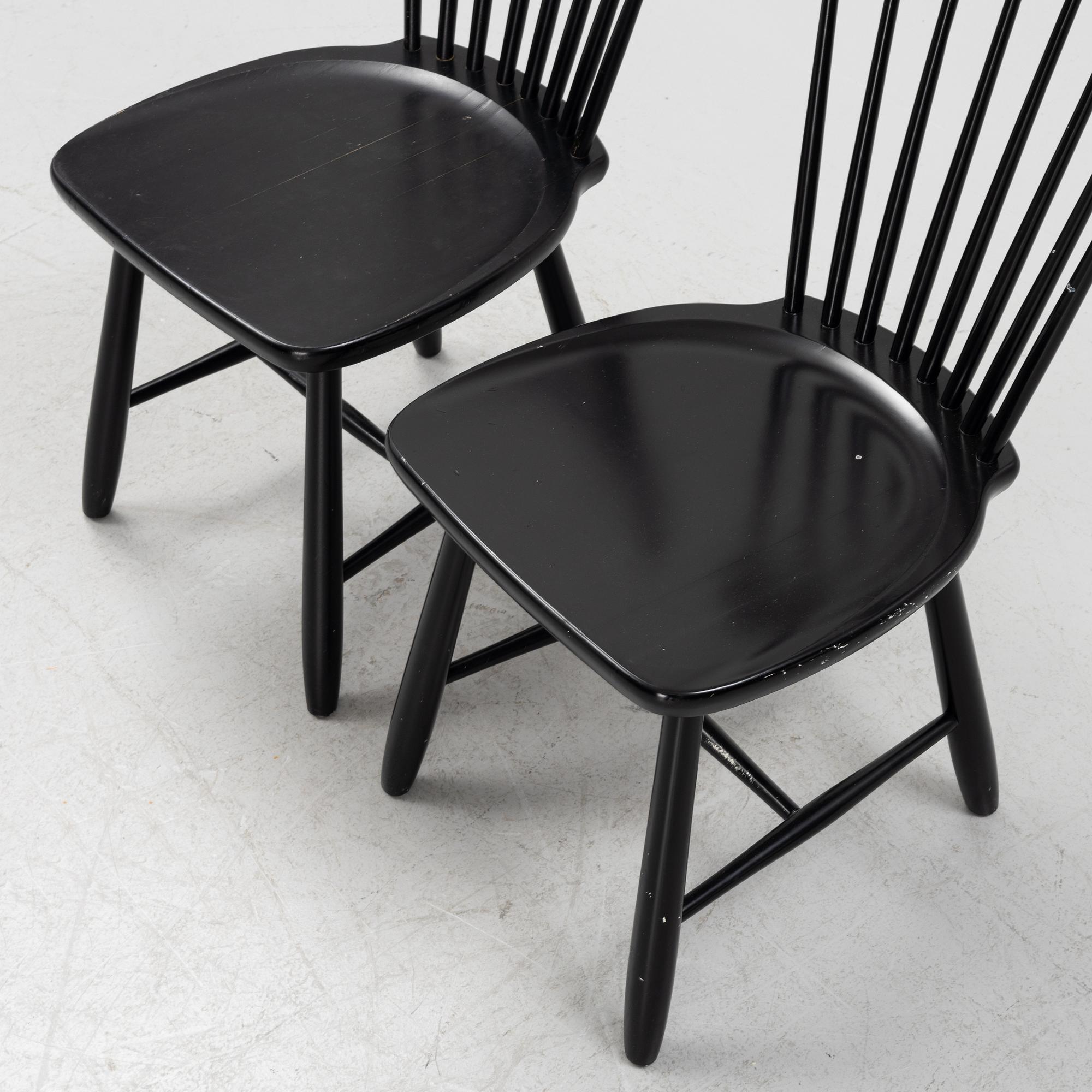 Carl Malmsten, six panted 'Lilla Åland' chairs from Stolab, dated 2009.