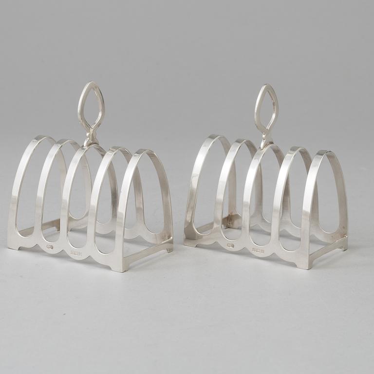 a pair of silver toastracks by William Suckling, Birmingham 1956.