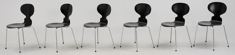 STOLAR, 6 st, "Myran", Arne Jacobsen, Fritz Hansen, 2007. modell formgiven under 1950-talet.