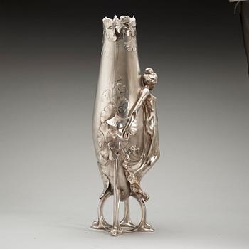 A Hugo Leven white metal Art Nouveau vase, probably for J. P Kayser Sohn, Germany.