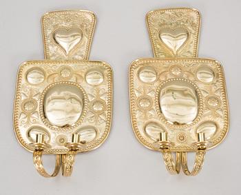 LJUSPLÅTAR, ett par, barockstil. 1900-tal.
