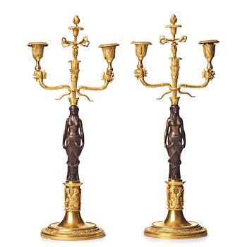 91. A pair of two-light candelabra, Vienna circa 1800.