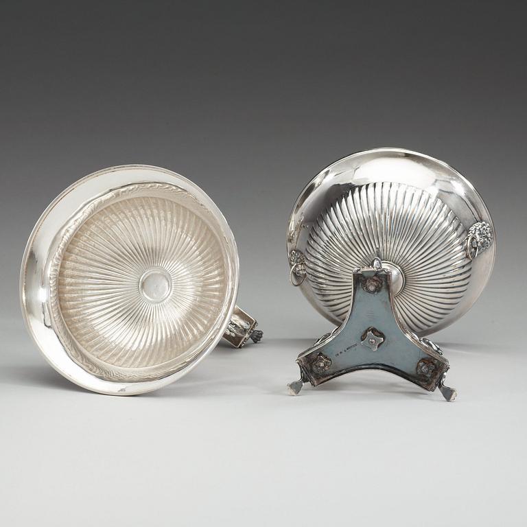 A pair of Swedish 19th century silver sugar-bowls, makers mark of Johan Petter Grönvall, Stockholm 1818.