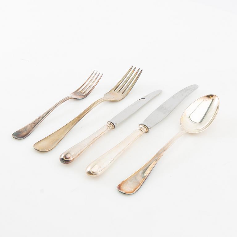 Cutlery set, 90 pieces, Old Swedish, silver and partly of low-grade silver, including GAB, Eskilstuna 1987.