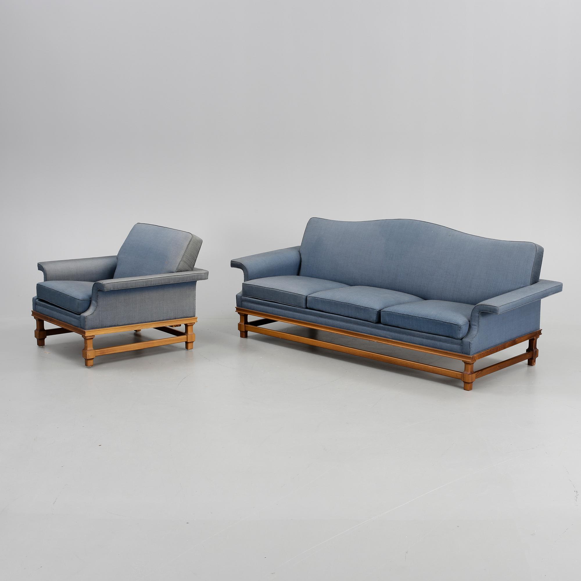 SOFFA samt FÅTÖLJ, 1950/60-tal.