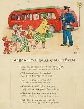 Elsa Beskow, "Röda bussen och gröna bilen. Bilderbok av Elsa Beskow (Bilderbok till Johan från farmor)".