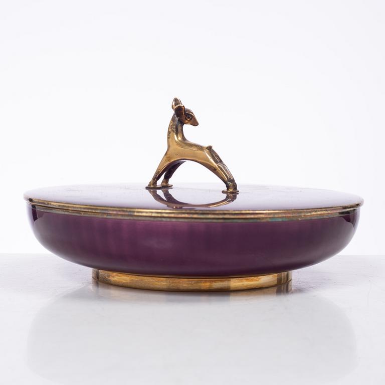 David Andersen, ask med lock, emalj och förgyllt silver, Norge, 1900-talets mitt.