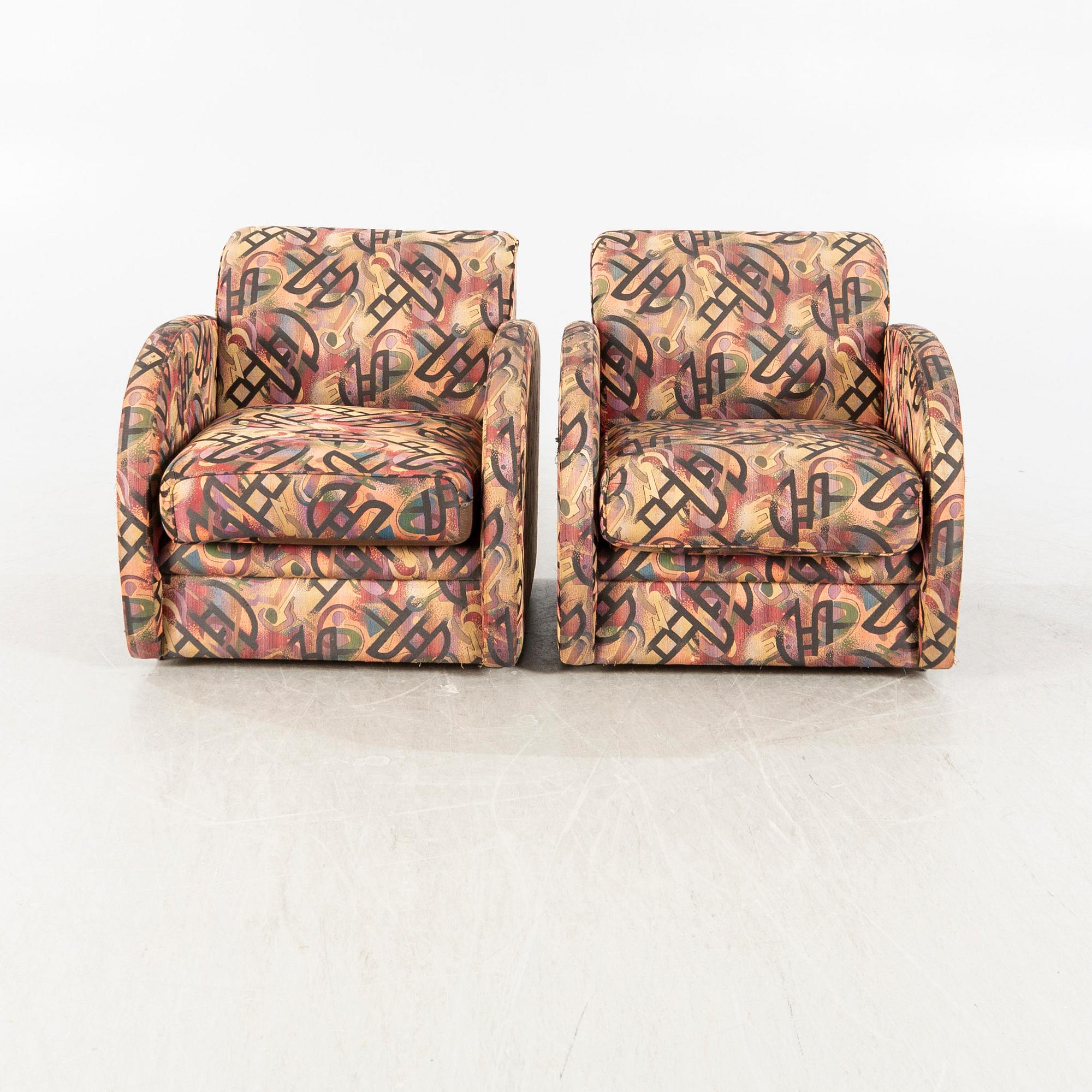 Fåtöljer, ett par, Art deco-stil, 1900-talets andra hälft.