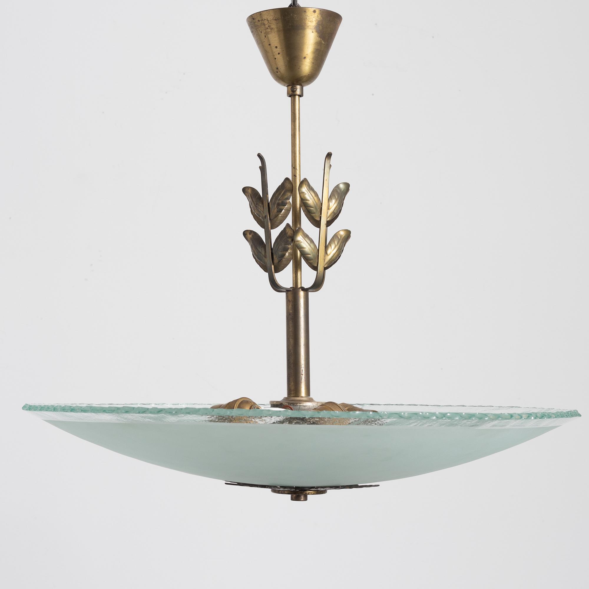 Harald Notini, taklampa, modell "11445", Arvid Böhlmarks Lampfabrik, Stockholm, 1940-tal.