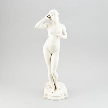 A parian ware figurine after the sculpture "Snöklockan" by Per Hasselberg, Gustavsberg.