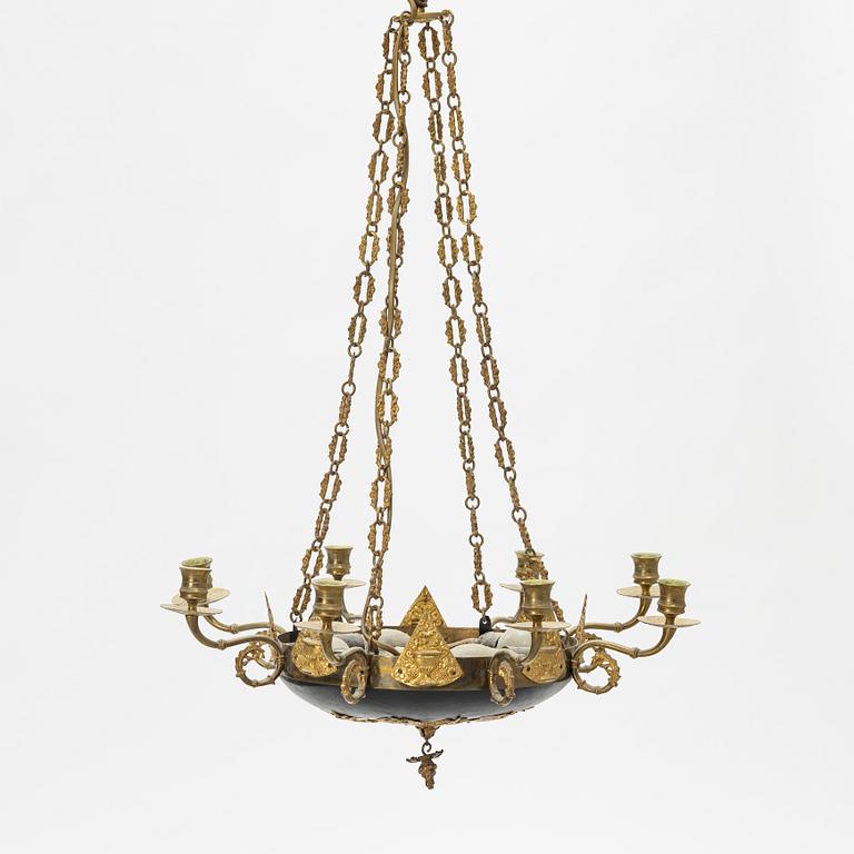 An Empire style ceiling lamp, around 1900.