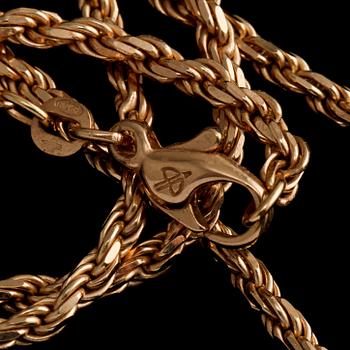 HALSLÄNK, 18k guld, Balestra, Italien, kattfotstämplad. Vikt 21 g.