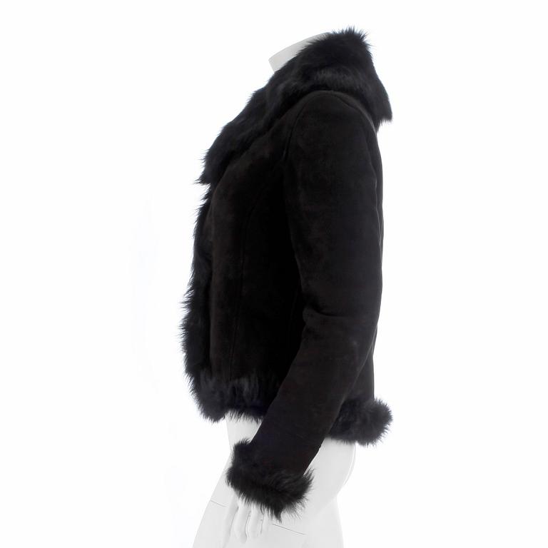 RALPH LAUREN, a black lamb shearling jacket, size 8.