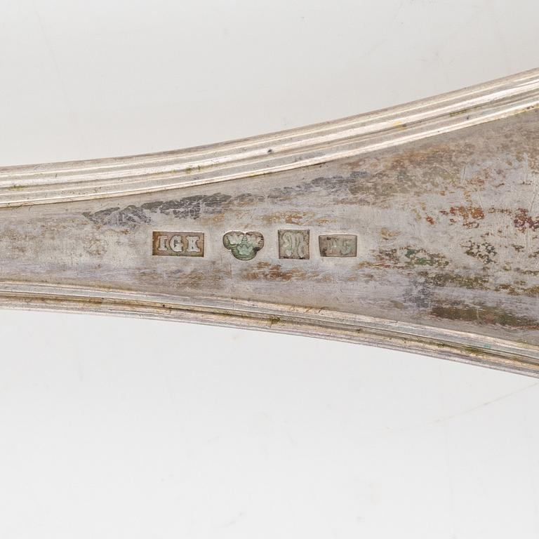 Bestick, 18 st, silver, modell gammal fransk, Sverige 1848-69, bl a JM Corth, Nyköping.