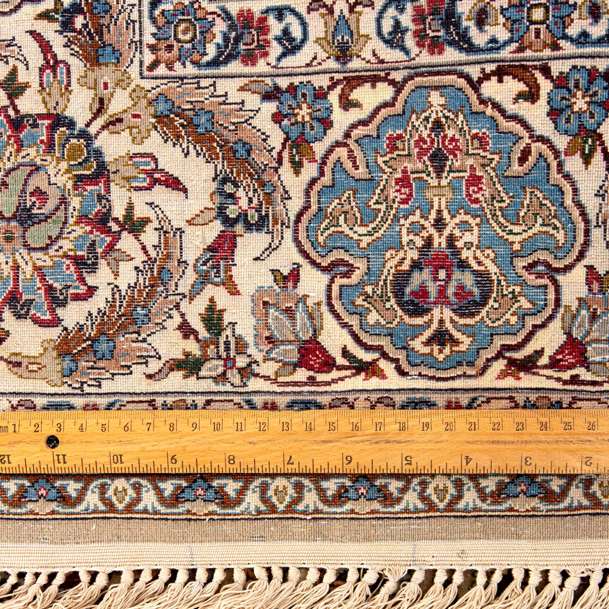 A signed isfahan part silk carpet ca 192 x 118 cm.