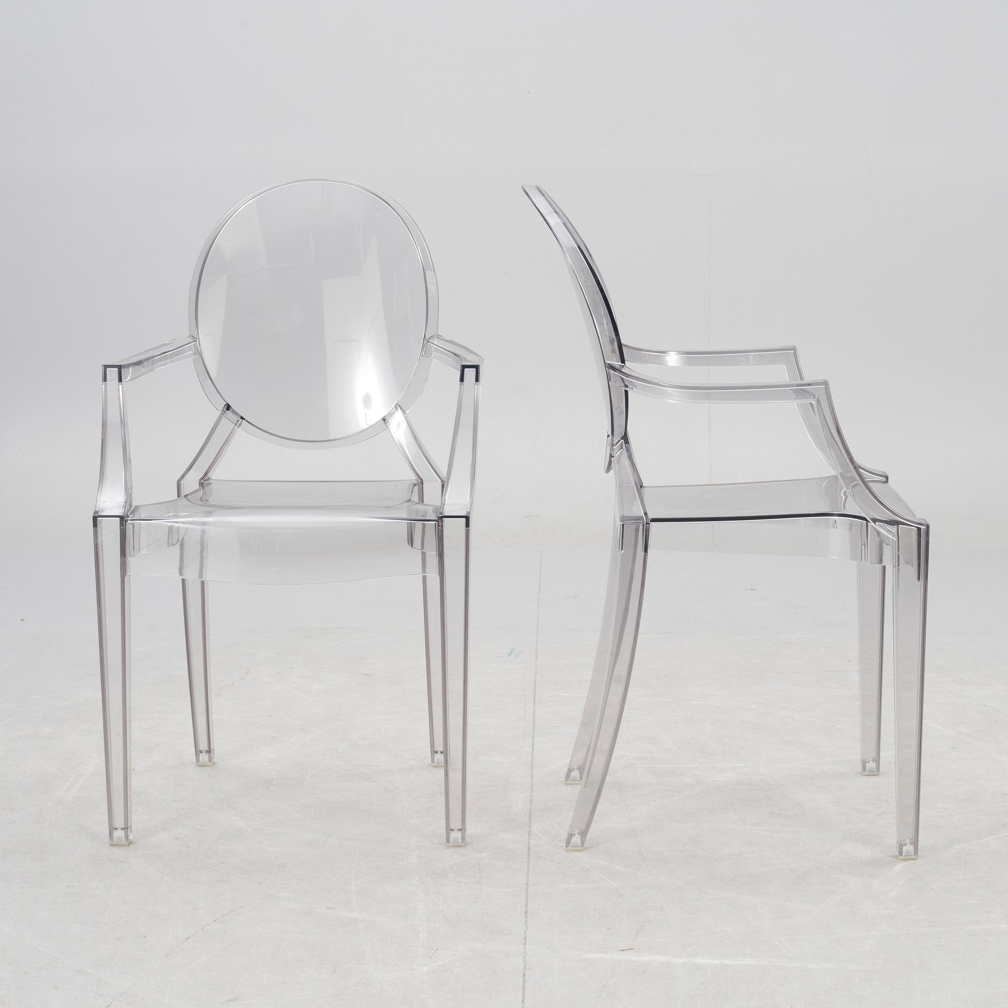 KARMSTOLAR, ett par, "Louis Ghost", Philippe Starck för Kartell.