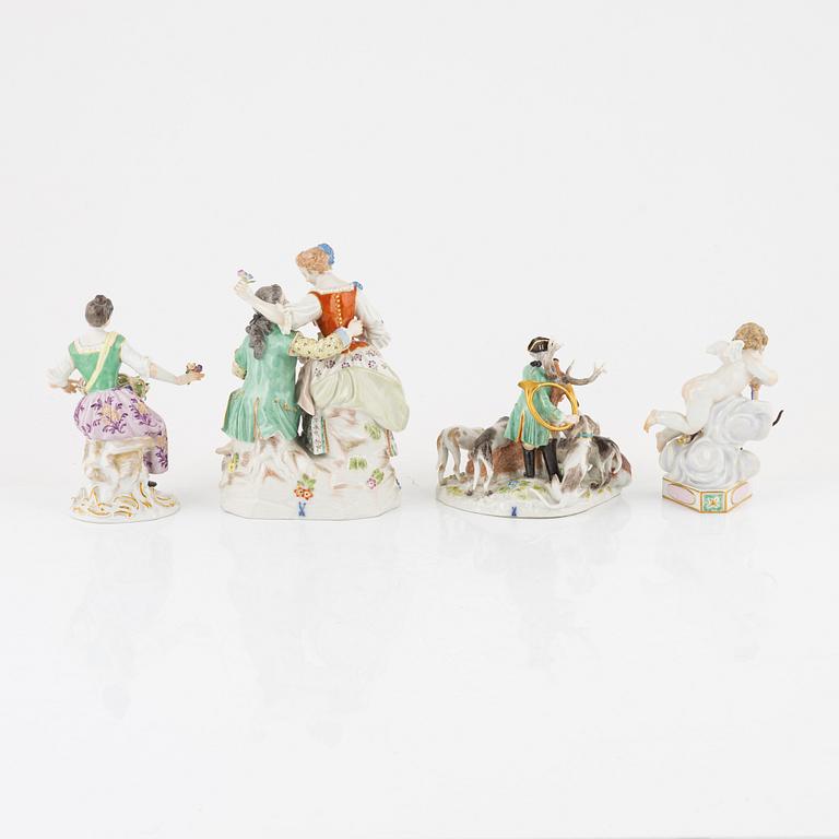 Meissen, figuriner, 4 st, porslin, omkring 1900.