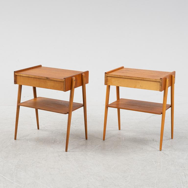 Sängbord, ett par, Carlströms Möbelfabrik, Bjärnum, 1950/60-tal.