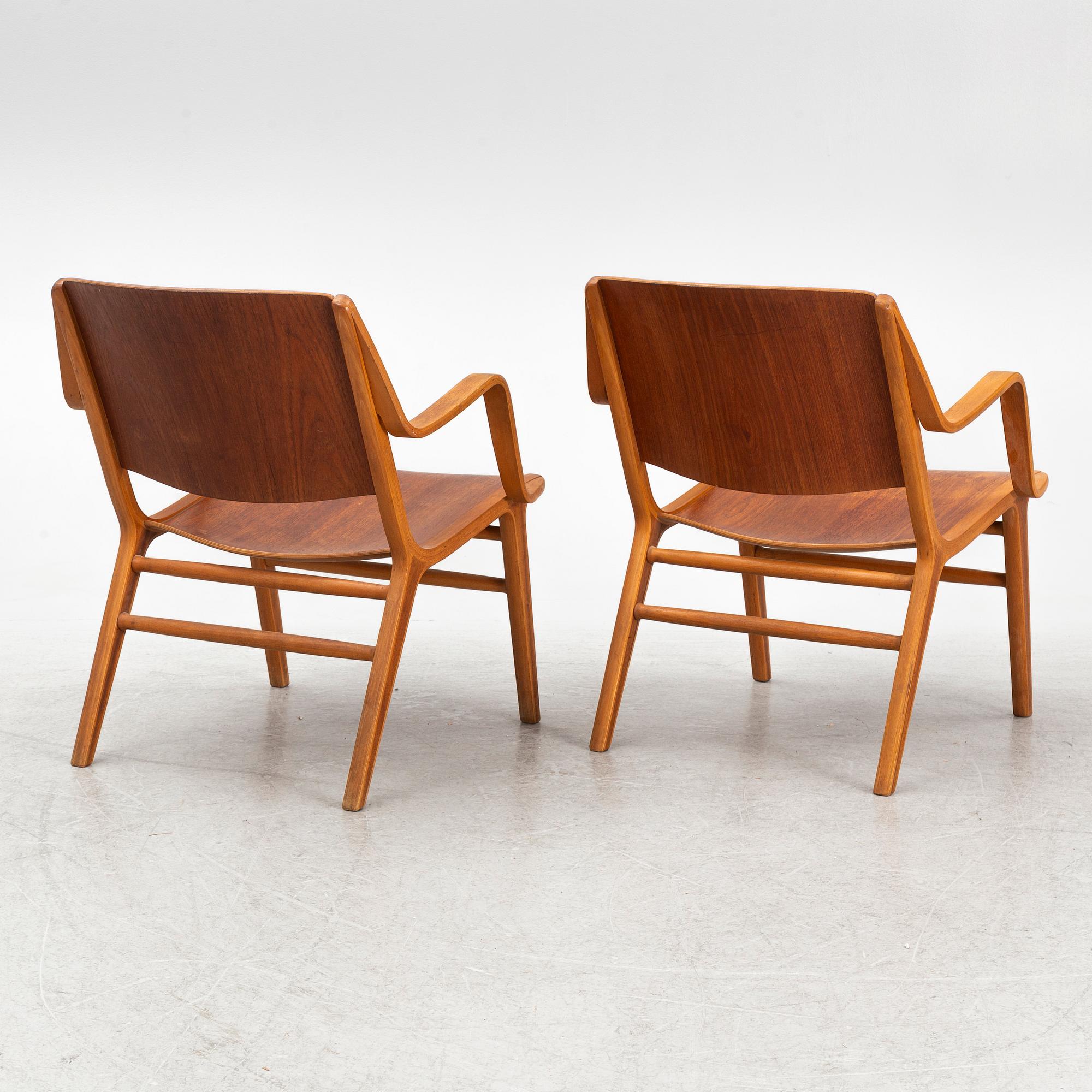 Peter Hvidt & Orla Mølgaard Nielsen, karmstolar, ett par, "Ax Chair", Fritz Hansen, Danmark, 1950-/60-tal.
