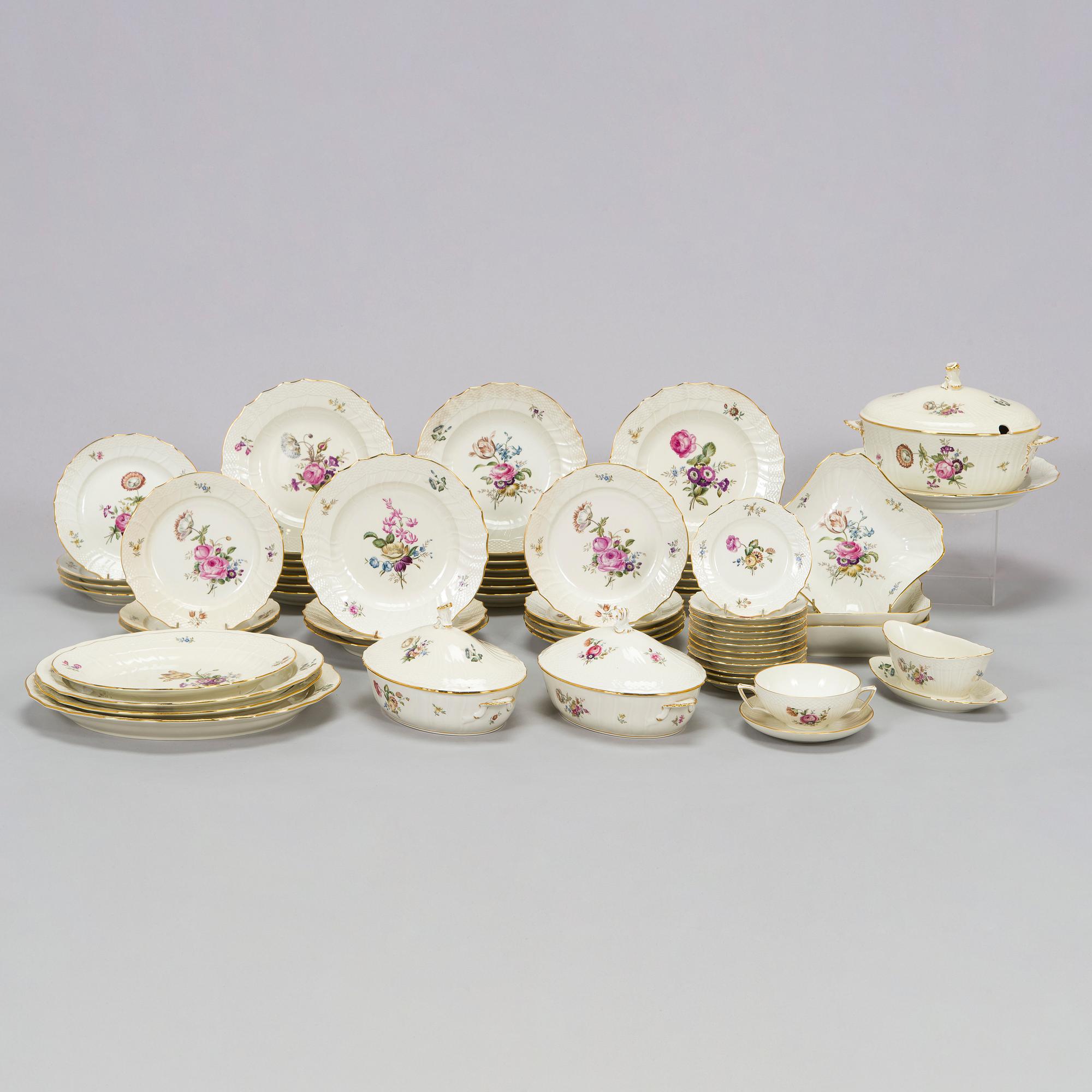 A 71-piece porcelain 'Frijsenborg' dinnerware set, Royal Copenhagen, Denmark.