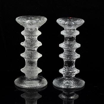 Timo Sarpaneva, a set of five glass candle sticks, 'Festivo', Iittala, Finland. Designed 1966.