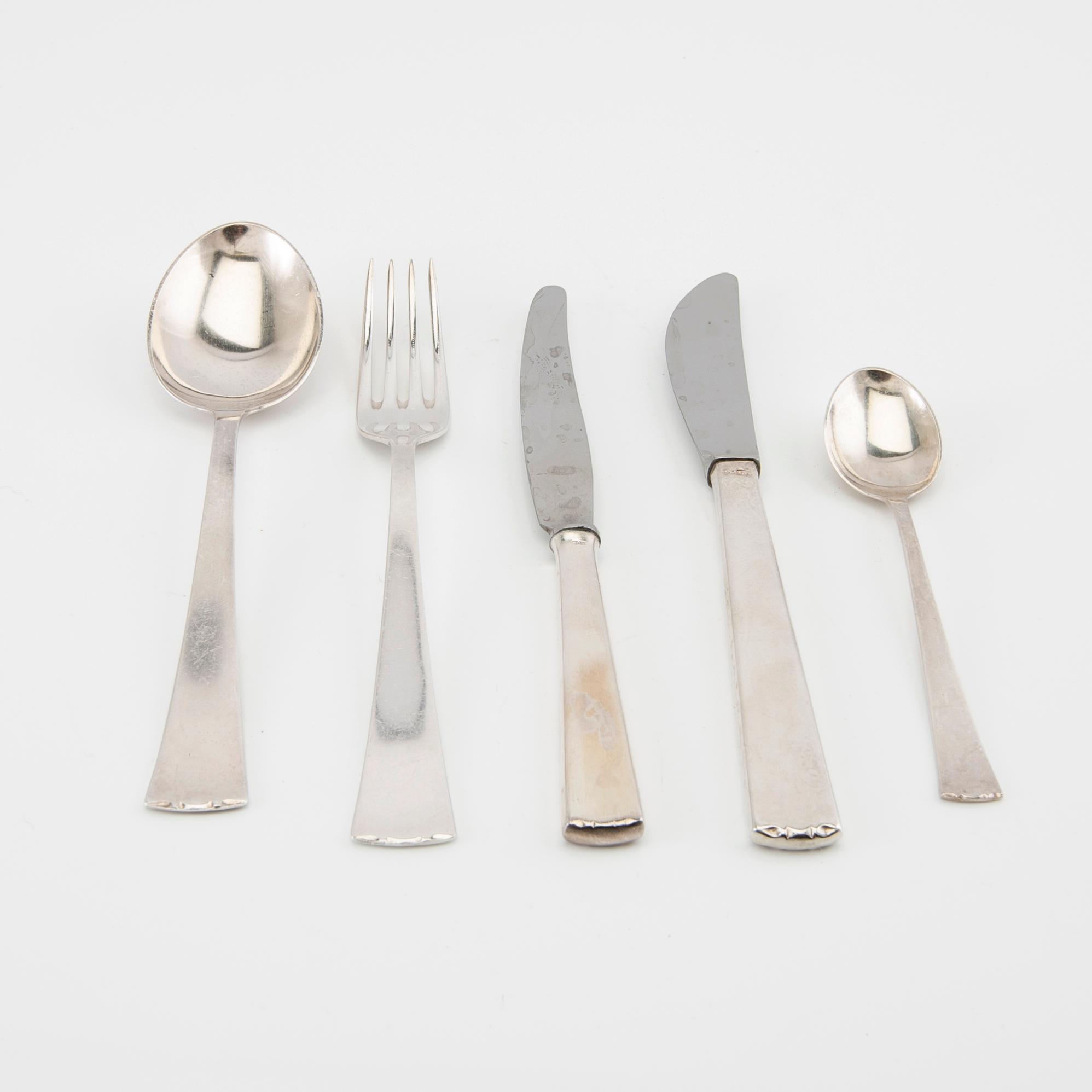 Gustaf Jansson cutlery, 72 pcs "Diplomat", silver Stockholm CG Hallberg and GAB 1950s.