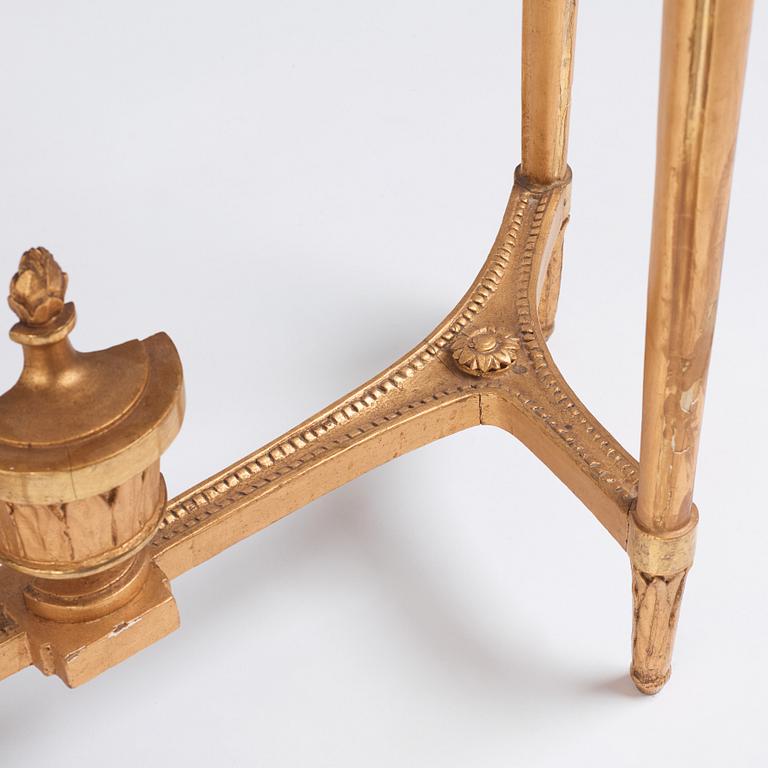 A Gustavian giltwood and marble console table, late 18th century.