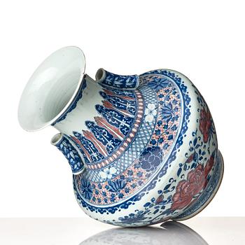 A large blue and white and iron red vase, Qing dynasty, 19th Century.