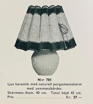 Bjerkås, bordslampa, modell "781", Göteborg, 1930-tal.