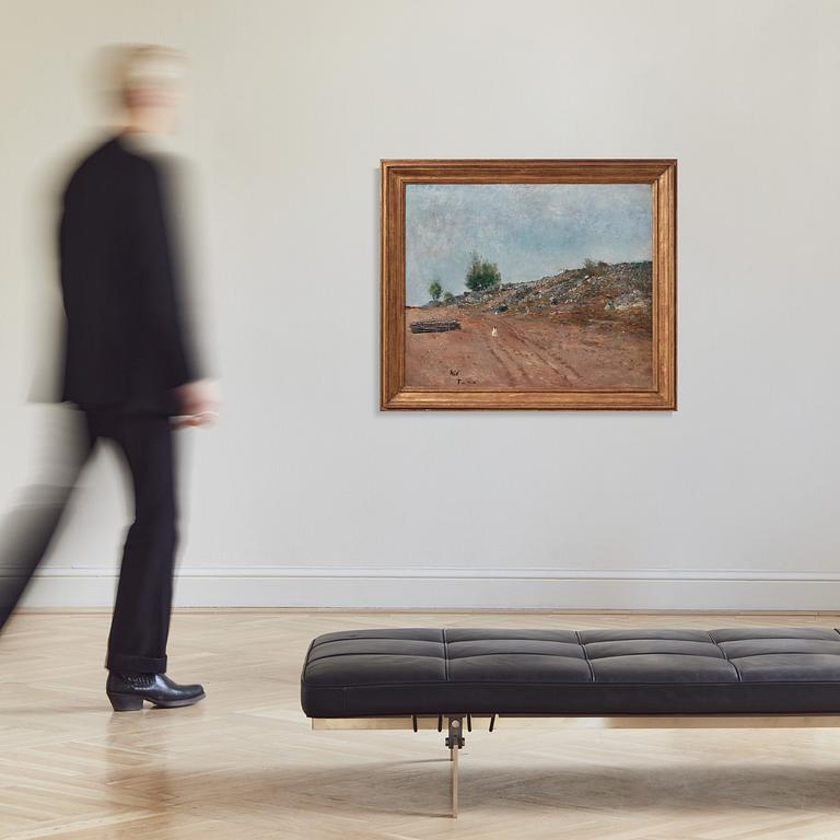 Carl Fredrik Hill, "Väg med sittande hund, Fontainebleau".