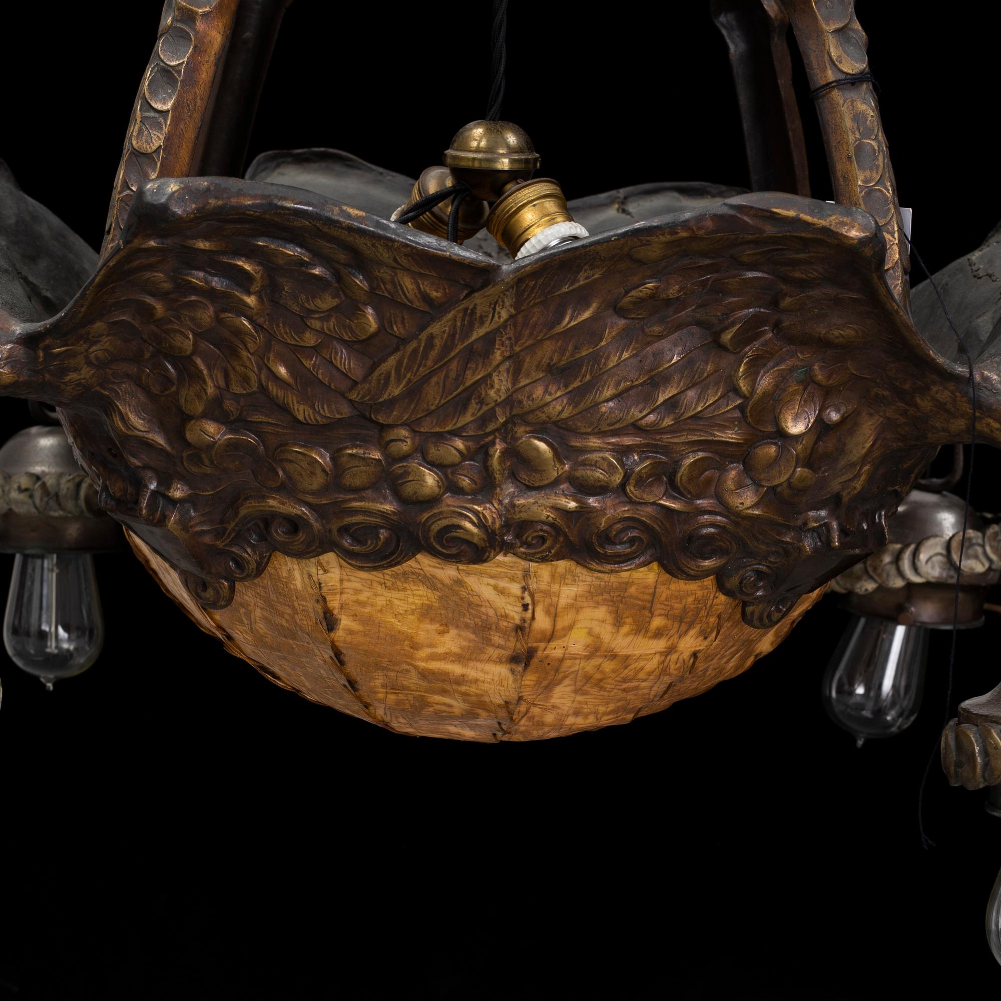 ALICE NORDIN, attributed to, 1910-/20's brass ceiling light, Böhlmarks lampfabrik.