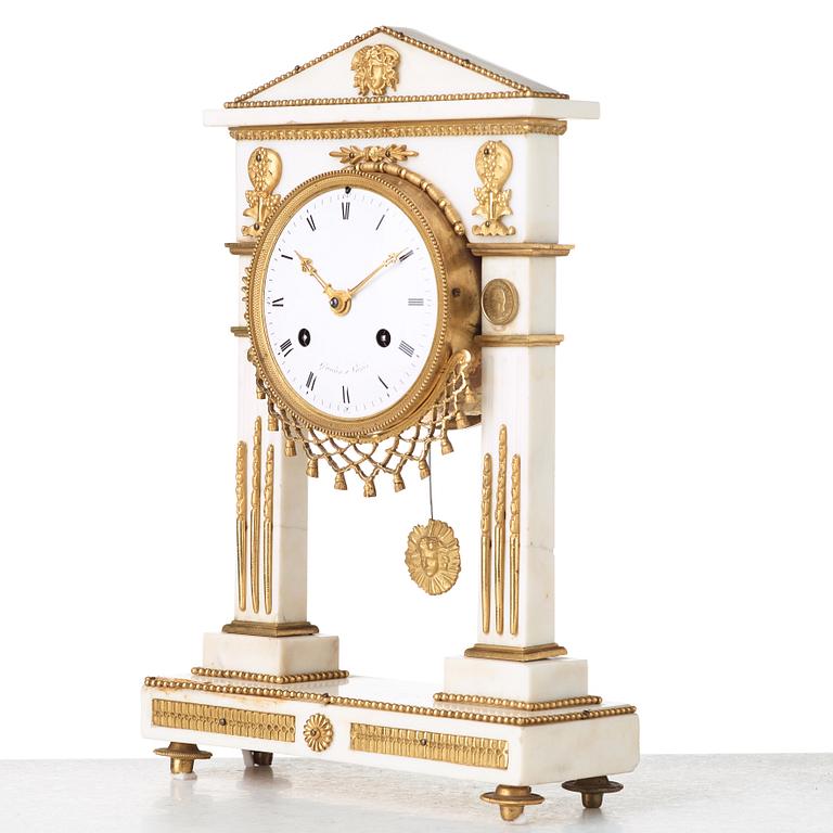 A Louis XVI late 18th century mantel clock by Antoine Gaulin (master in Paris 1788).