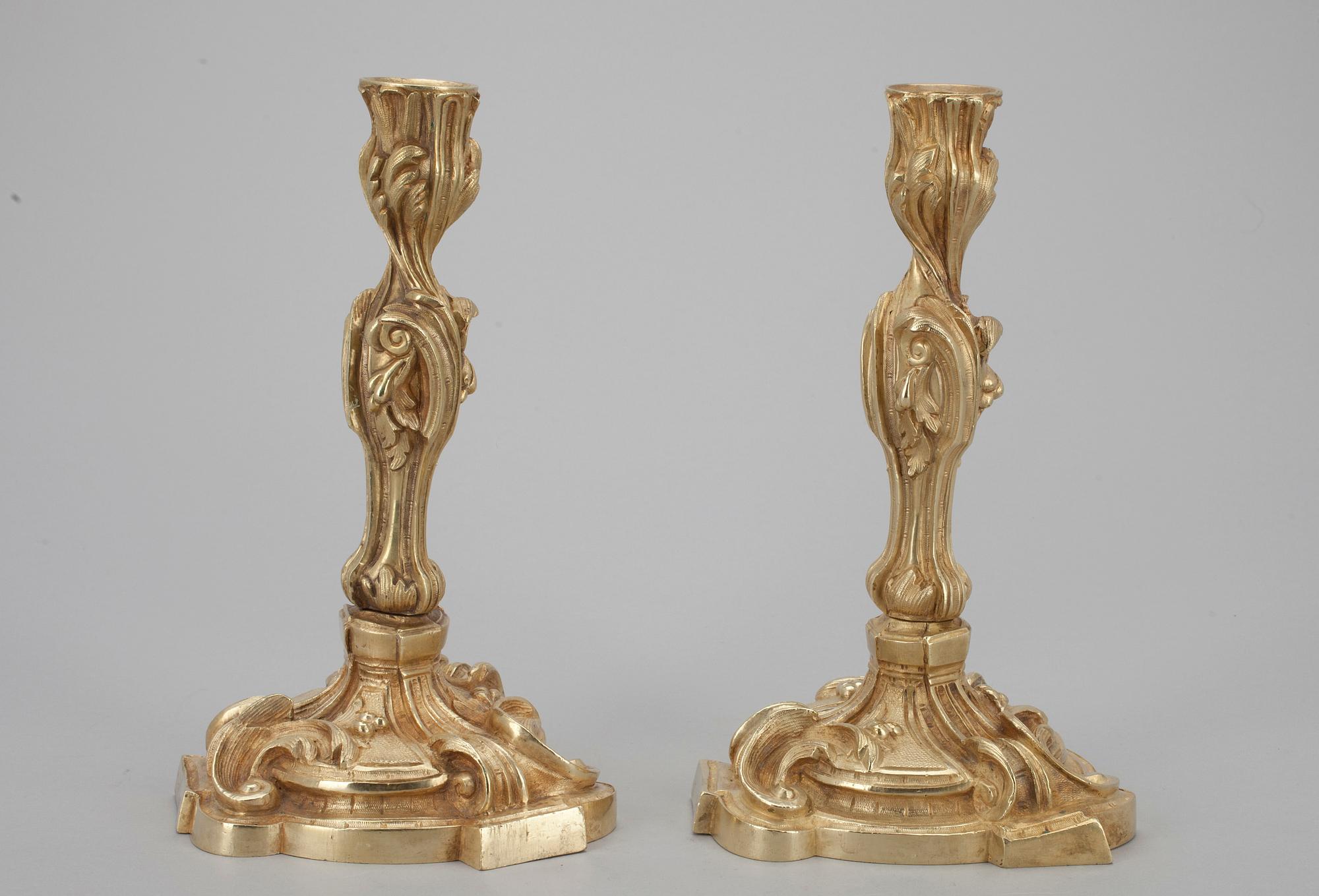 LJUSSTAKAR, förgylld brons, rokoko stil, möjligen Ryssland 1800-talets mitt.