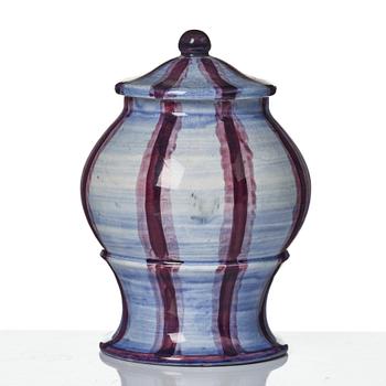 Wilhelm Kåge, a jar with cover, and four vases, creamware and porcelain, Gustavsberg, Sweden, 1917-1920.
