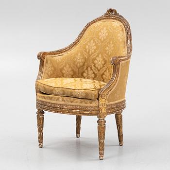 Bergère, Louis XVI-stil, märkt Charles Bernel, Paris, 1800-talets slut.