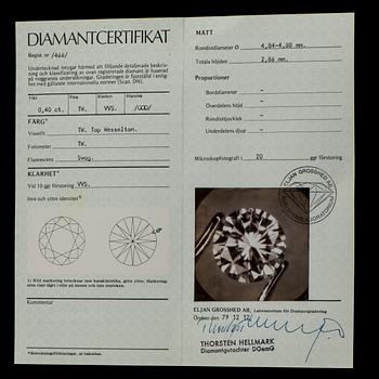 DIAMANT, briljantslipad 0,40 ct F-G (Top Wesselton) / VVS.