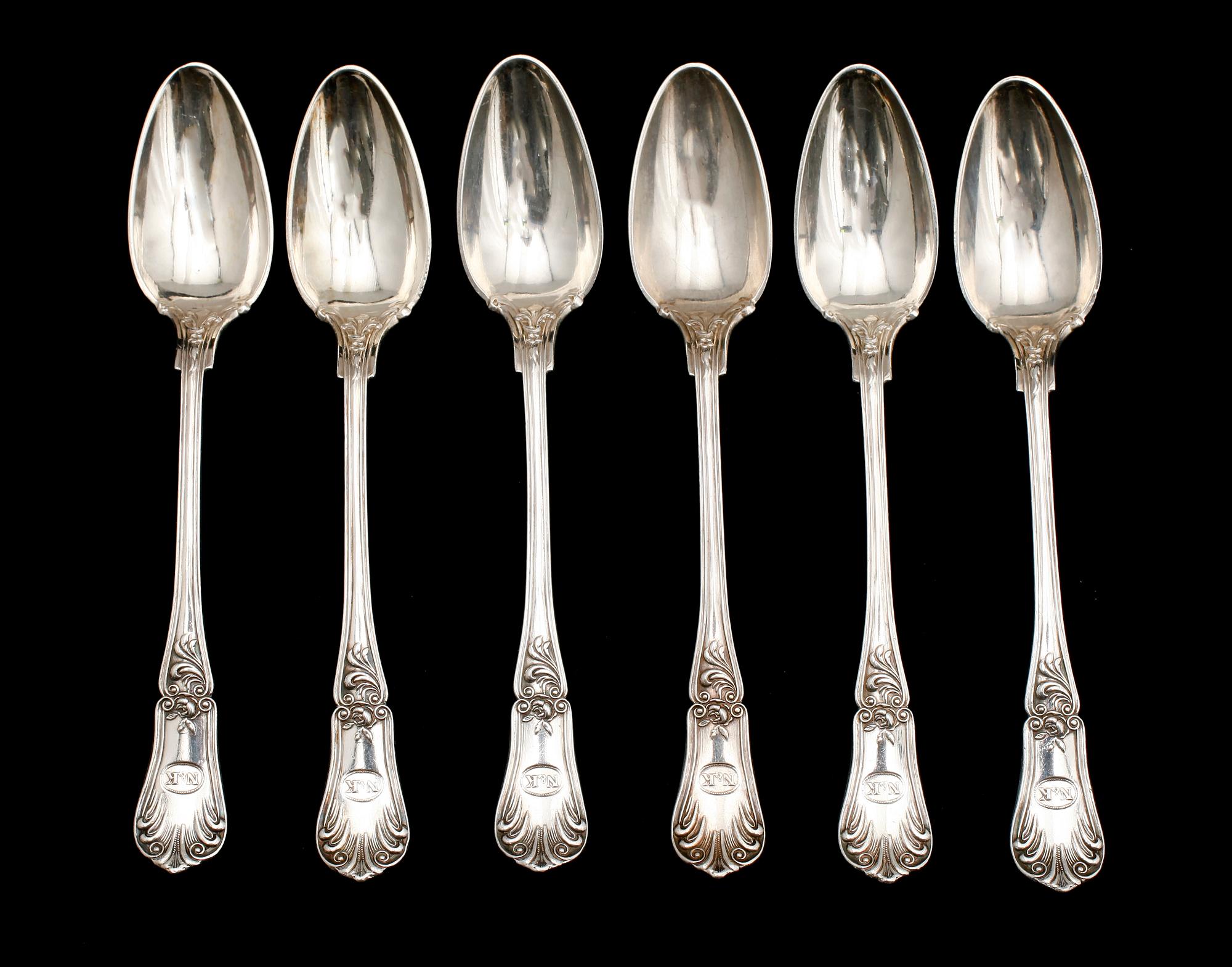 TESKEDAR, 6 st, silver, sv stämpl 1865. Vikt ca 177 g.