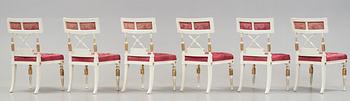 Six late Gustavian circa 1800 chairs.