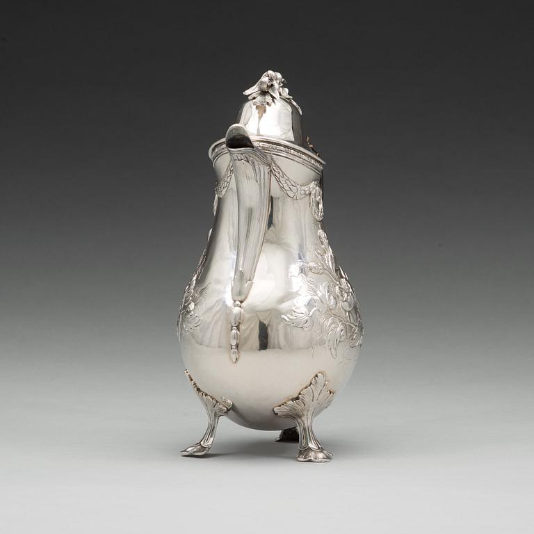 Erik Malm, kaffekanna, silver, Malmö 1780, rokoko.