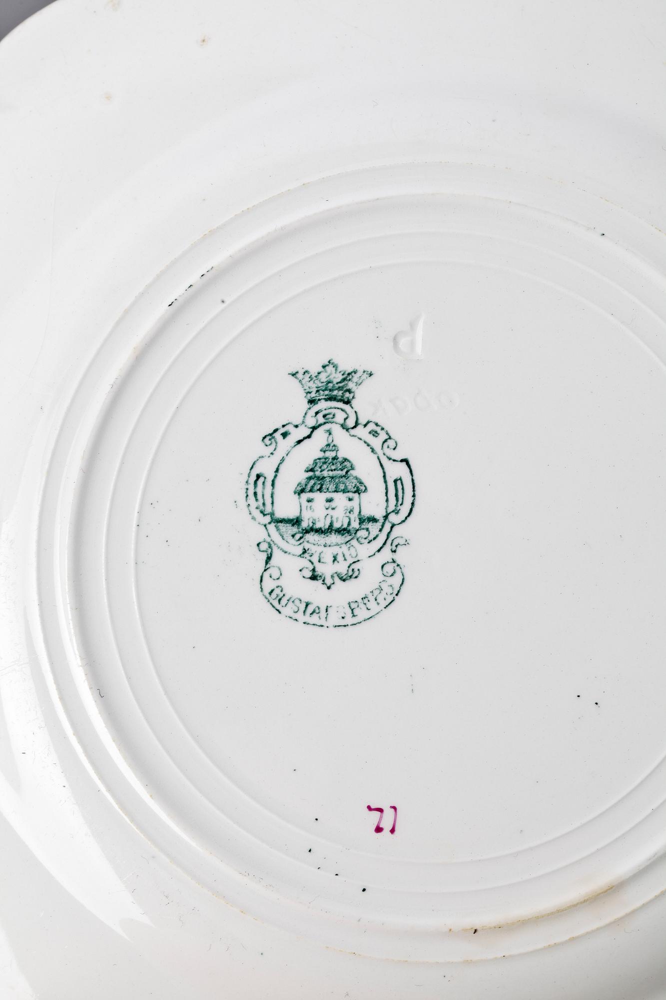 MATSERVIS, 90 delar, flintgods, "Wexiö guld", Gustavsberg, 1900-talets början.