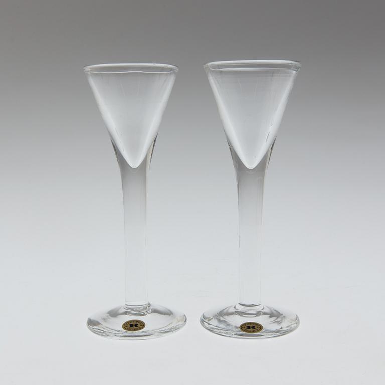 A set of twelve "Antik" shot glasses by Reijmyre Glasbruk.