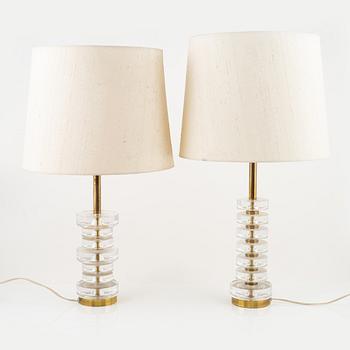 Carl Fagerlund, bordslampor, 2 st, Orrefors, 1960-70-tal.